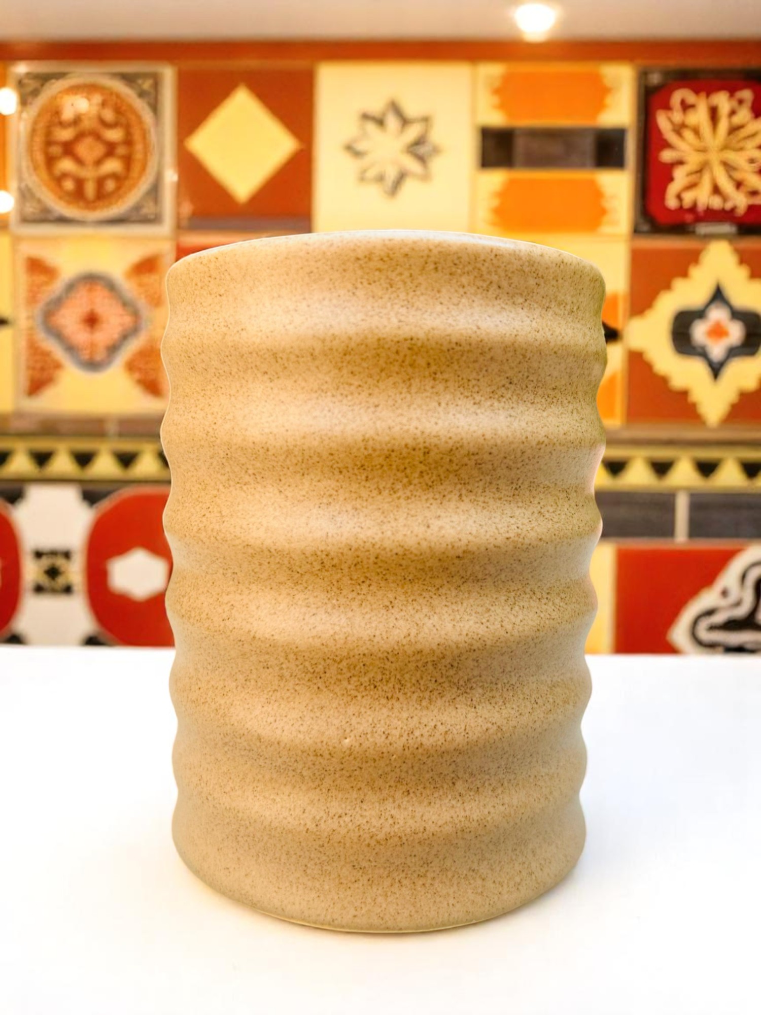 Set de 4 Vasos de Cerámica Avellana – 10 oz – Diseño en Espiral – Vasos Hechos a Mano para Agua, Café Frío o Té Helado – Únicos y Elegantes - Imagen 2