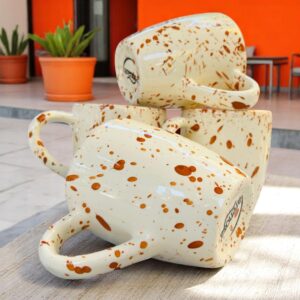 Set de 4 Tazas de Cerámica Elegantes Color Café – 500 ml – Para Café, Té o Chocolate – Diseño Sofisticado en Bala Café