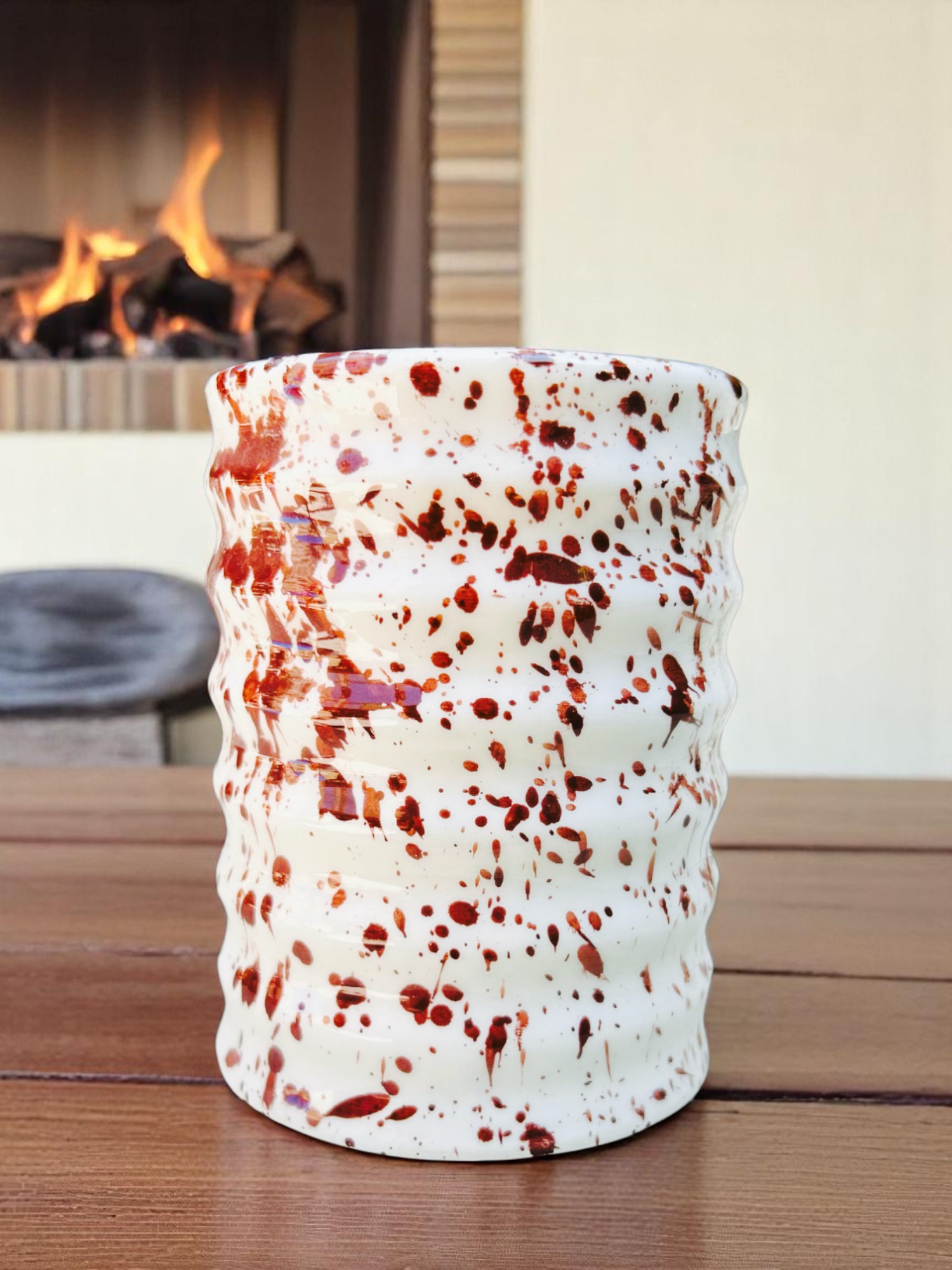 Set de 4 Vasos Blancos con Salpicado Café – 12 oz – Diseño Espiral – Vasos Hechos a Mano para Café, Té o Agua – Estilo Natural y Elegante - Imagen 2