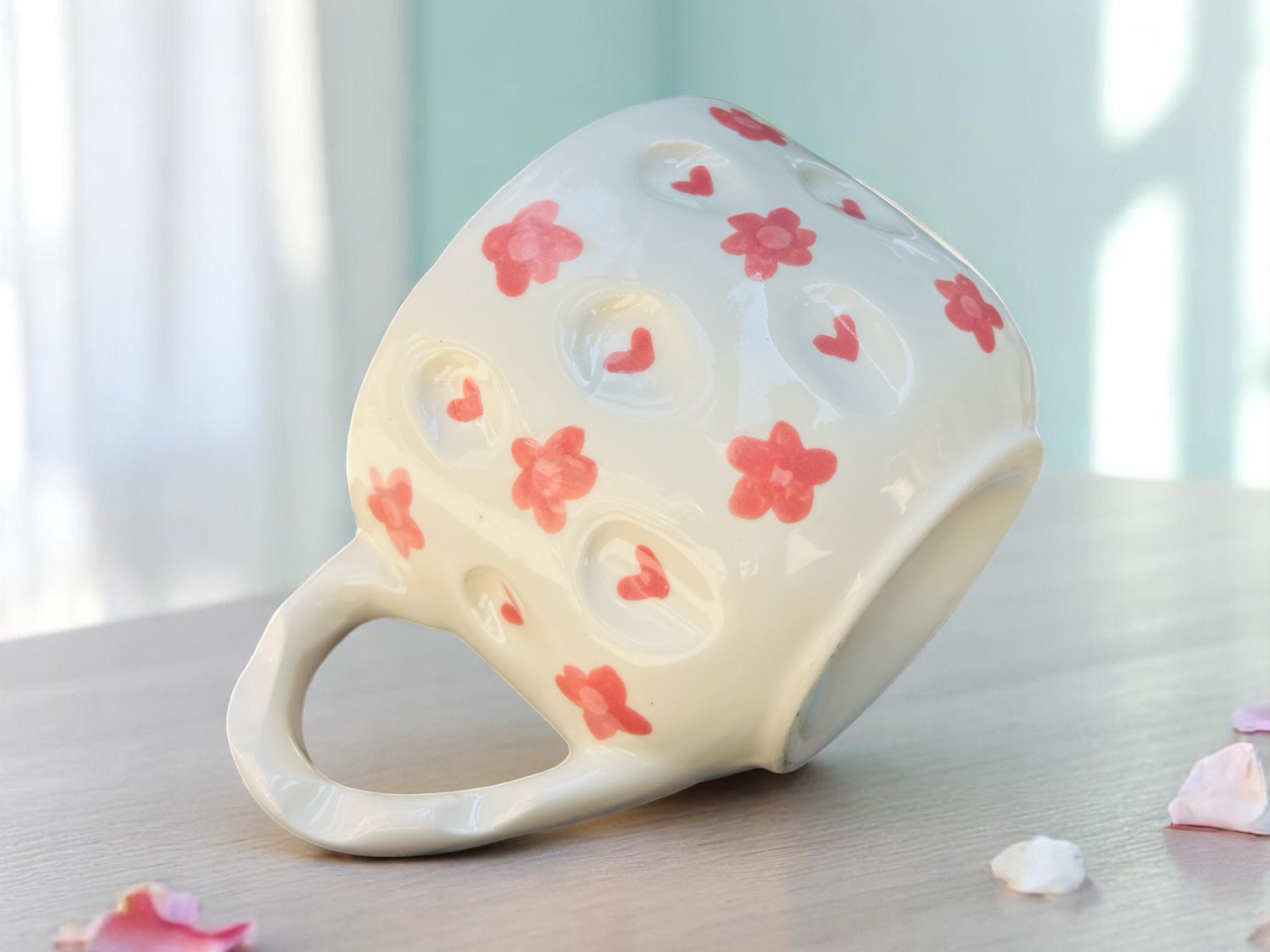 Taza Grande Corazones y Flores